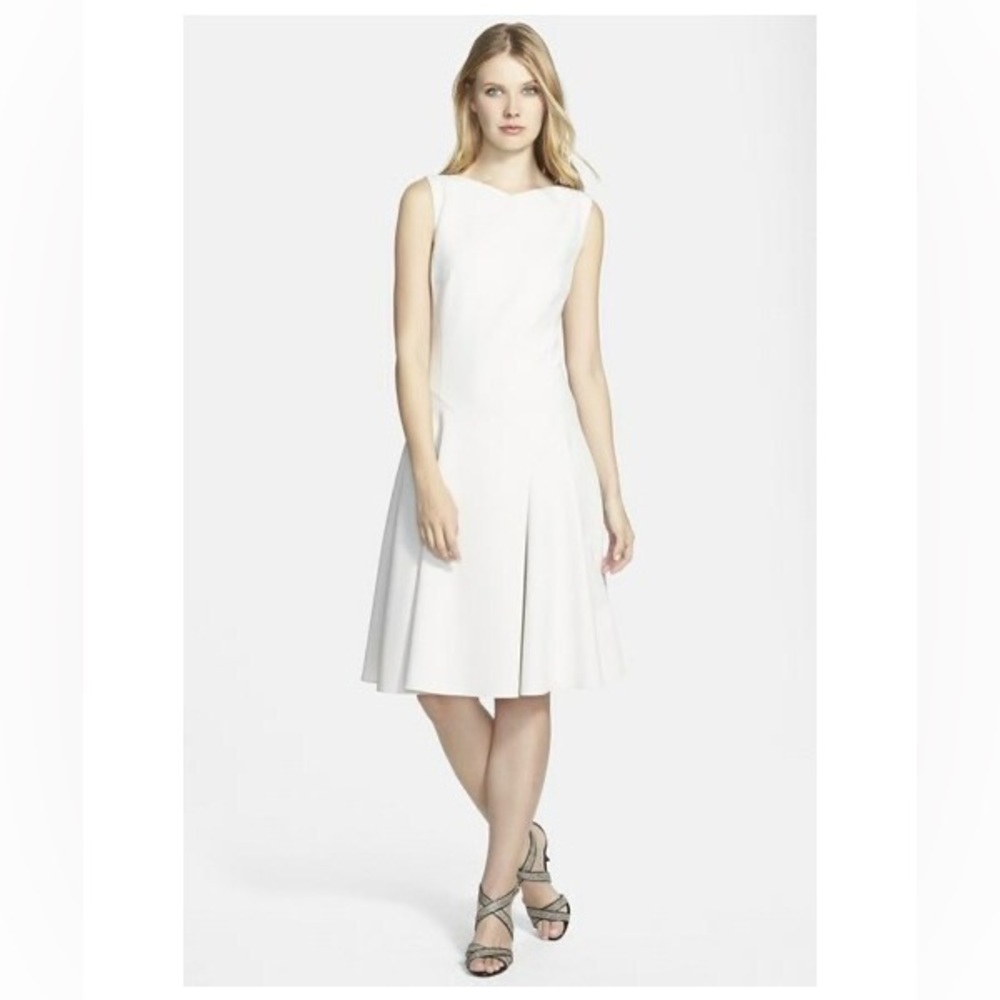 HUGO BOSS Architectural Pleat Ponte Fit & Flare Dress SIZE US6.